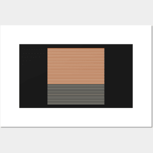 Burnt Orange and Black Colorblock Thin Stripes Posters and Art